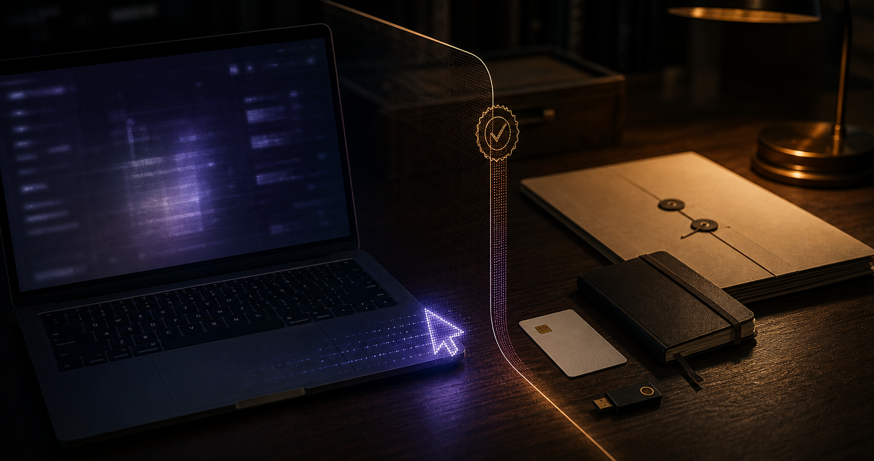 Editorial image showing a browser agent stopped at a permission boundary before private account materials.