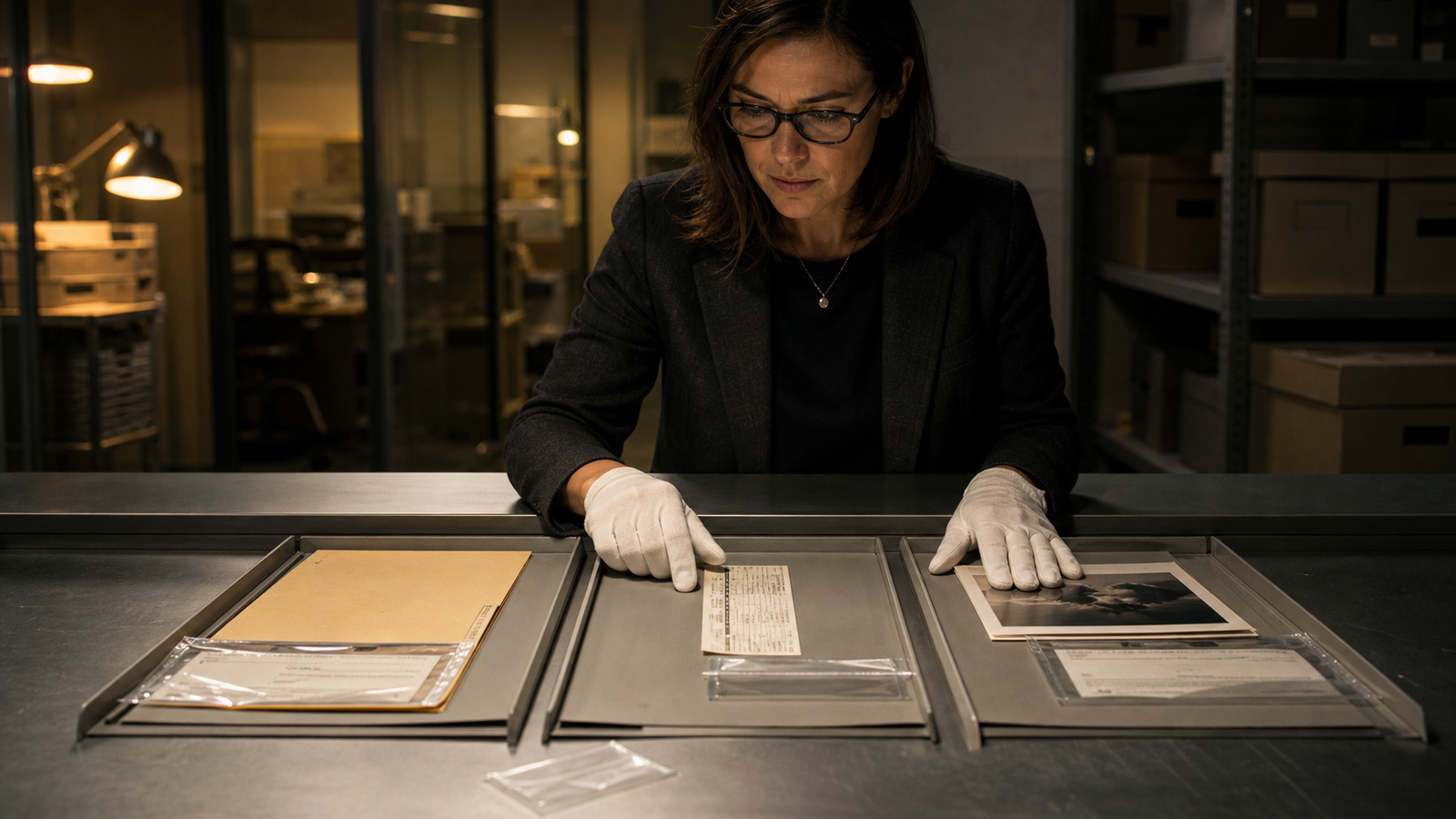 A reviewer checks the evidence attached to a care record, aviation message, and media provenance card before each crosses a handoff point.